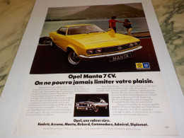 ANCIENNE PUBLICITE VOTRE PLAISIR  OPEL MANTA  1974 - Voitures