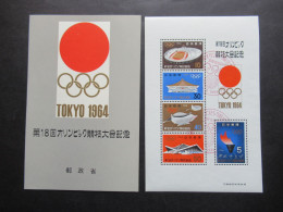 Sonderkarte / Klappkarte Mit Block Mit Rotem Sonderstempel Tokyo 1964 / Souvenir Sheet - Cartas & Documentos