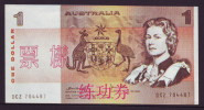 China BOC Bank (bank Of China) Training/test Banknote,AUSTRALIA A Series 1 Dollars Note Specimen Overprint - Ficticios & Especimenes