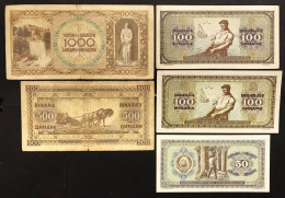 Yugoslavia 1000 + 500 + 100 + 100 + 50 Dinara 1946 Lotto 4641 - Yougoslavie