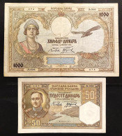 Jugoslavia Yugoslavia 50 + 1000 Dinara 1931 Pick#28-29  LOTTO 4648 - Yougoslavie