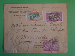 BU21 A0F SENEGAL  BELLE  LETTRE RR CIE FRAISSINET BATEAU VAPEUR 1930 MARSEILLE  FRANCE+ SURCHARGE+TAXES + - Covers & Documents