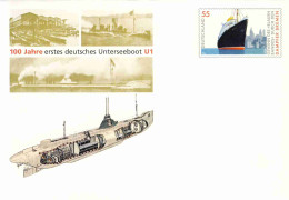 524  Sous-marin: PAP D'Allemagne, 2004 -  U1 German Submarine Anniversary: Postal Stationery Cover. U-boat - Sous-marins