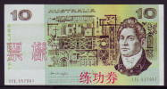 China BOC Bank (bank Of China) Training/test Banknote,AUSTRALIA A Series 10 Dollars Note Specimen Overprint - Vals En Specimen