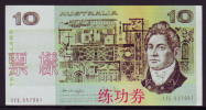 China BOC Bank (bank Of China) Training/test Banknote,AUSTRALIA A Series 10 Dollars Note Specimen Overprint - Specimen