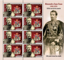 ROMANIA 2023  ALEXANDRU IOAN CUZA  - 150 Years Since Death - Minisheet Of 8 Stamps + Illustrated Border Model II  MNH**- - Unused Stamps