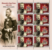 ROMANIA 2023  ALEXANDRU IOAN CUZA  - 150 Years Since Death - Minisheet Of 8 Stamps + Illustrated Border Model I  MNH**- - Unused Stamps