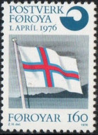 Faroyar Faeroerne 1976 Faroe Flag 1 Value MNH 76-01.2 Postal Organisation - Altri & Non Classificati