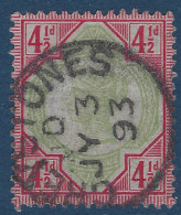 Grande Bretagne N°98 4 1/2 Pence Rouge Carminé & Vert Oblitéré Dateur De GREYSTONES / IRLANDE SUPERBE - Used Stamps