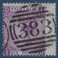 Grande Bretagne N°34 BDFeuille (PL9; POS DI/ID) 6 Pence Violet Oblitéré DUPLEIX 383 De HULL Très Frais & SUPERBE - Oblitérés