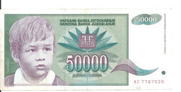 YOUGOSLAVIE 50000 DINARA 1992 VF+ P 117 - Yougoslavie