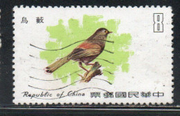 CHINA REPUBLIC CINA TAIWAN FORMOSA 1979 BIRD FAUNA BIRDS STEERE'S BABBLER 8$ USED USATO OBLITERE' - Usados