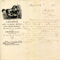 FACTURE.PARIS.SOCIETE D'ASSURANCES MUTUELLES CONTRE LA MORTALITE DES BESTIAUX "L'ETABLE " 83 BOULEVARD DE CLICHY. - Bank & Insurance