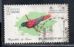 CHINA REPUBLIC CINA TAIWAN FORMOSA 1967 BIRD FAUNA BIRDS MAROON ORIOLE 2$ USED USATO OBLITERE' - Usados