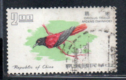 CHINA REPUBLIC CINA TAIWAN FORMOSA 1967 BIRD FAUNA BIRDS MAROON ORIOLE 2$ USED USATO OBLITERE' - Usati