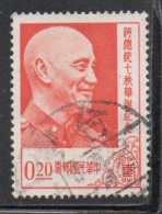 CHINA REPUBLIC CINA TAIWAN FORMOSA 1956 PRESIDENT CHANG KAI SHEK 20c USED USATO OBLITERE' - Gebraucht