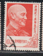 CHINA REPUBLIC CINA TAIWAN FORMOSA 1956 PRESIDENT CHANG KAI-SHEK 20c USED USATO OBLITERE' - Gebruikt