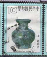 CHINA REPUBLIC CINA TAIWAN FORMOSA 1979 ANCIENT CHINESE POTTERY GREEN GLAZED JAR HAN DYNASTY 10$ USED USATO OBLITERE' - Usati