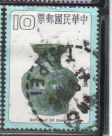 CHINA REPUBLIC CINA TAIWAN FORMOSA 1979 ANCIENT CHINESE POTTERY GREEN GLAZED JAR HAN DYNASTY 10$ USED USATO OBLITERE' - Used Stamps