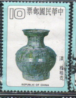 CHINA REPUBLIC CINA TAIWAN FORMOSA 1979 ANCIENT CHINESE POTTERY GREEN GLAZED JAR HAN DYNASTY 10$ USED USATO OBLITERE' - Used Stamps