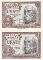 CRBS0803 PAREJA CORRELATIVA BILLETES 1 PESETA 1953 SIN SERIE SIN CIRCULAR - 1-2 Pesetas