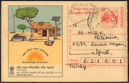 India, 2007, RENEWABLE ENERGY, Meghdoot Post Card, Used, Stationery, Solar, Solar Lamp, Windmill, Biogas, Light, B23. - Otros & Sin Clasificación