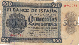 CRBS0814 BILLETE ESPAÑA 500 PESETAS 1936 CON ROTURAS MC - 500 Peseten