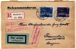 Suede (1930) - Lettre Ouverture Du Service Postal Nocturne Pour La Baviere - Lettres & Documents