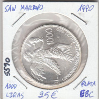 E5590 MONEDA SAN MARINO 1000 LIRAS 1990 PLATA EBC - Saint-Marin