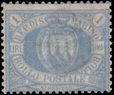 San Marino 1894 1 Lira Pale Ultramarine Fine Mint Signed Diena And With Diena Certificate. - Neufs