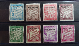 Andorre Français - Taxe YT N° 1 à 8 * - Neuf Avec Charnière - 1931 Et 1932 - Unused Stamps