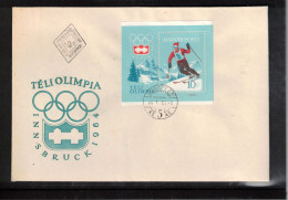 Hungary 1964 Olympic Games Innsbruck - Skiing Block FDC - Invierno 1964: Innsbruck