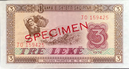 Albania 3 Leke, P-41s2 (1976) - UNC - SPECIMEN - Albanië