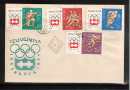 Hungary 1964 Olympic Games Innsbruck - Perforated Stamps Biathlon,Figure Skating,Ice Hockey,Speed Skating FDC - Inverno1964: Innsbruck