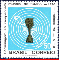 Ref. BR-1166 BRAZIL 1970 - WORLD CUP CHAMPIONSHIP,MEXICO, TROPHY, MI# 1260, MNH, FOOTBALL SOCCER 1V Sc# 1166 - 1970 – Mexico