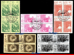 Ref. BR-1242-46QC1 BRAZIL 1972 - INDEPENDENCE, 150 Y,MI# 1336-40, BLOCK CANCELED 1ST DAY NH, HISTORY 20V Sc# 1242-1246 - Oblitérés