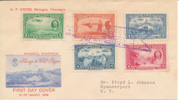 Nicaragua FDC 31-3-1939 Complete Set Of 5 Will Rogers With Cachet And Sent To USA - Nicaragua