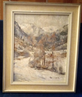 RARE - ALSACE - Tableau De Roger GRUNINGER - Vallée De MITTLACH (Vosges) En Hiver Huile Sur Bois - Couteau - Années 50 - Art Contemporain