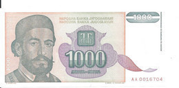 YOUGOSLAVIE 1000 DINARA 1994 UNC P 140 - Yougoslavie