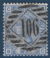 Grande Bretagne N°62 2 1/2 Bleu Oblitéré (PL23_CB/BC) GC 106 De BRADFORD On AVON SUPERBE - Oblitérés