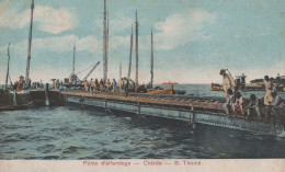 Sao Thome Tome Boat Cidade African Ponte Ship Old Postcard - Sao Tome En Principe