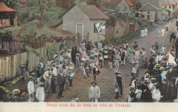 Sao Thome Tome Uma Procissao Na Vila De Trindade Old Africa Postcard - Sao Tomé E Principe