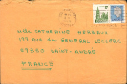 CANADA  AFFRANCHISSEMENT COMPOSE SUR LETTRE POUR LA FRANCE 1979 - Cartas & Documentos