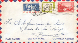 CANADA  AFFRANCHISSEMENT COMPOSE SUR LETTRE POUR LA FRANCE 1959 - Lettres & Documents