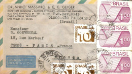 BRESIL AFFRANCHISSEMENT COMPOSE SUR LETTRE POUR LA FRANCE 1975 - Brieven En Documenten