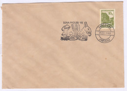 'LUNA PADURII 1993' Romania Pictorial Pmk On Envelope 'Forest Moon' Nature, Wild Animal, Rabbit, Cactus, Plant,  - Lapins