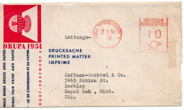 67655 - Bund - 1954 - 10Pfg Schalterfreistpl A Streifband DUESSELDORF -> Royal Oak, MI (USA) - Lettres & Documents