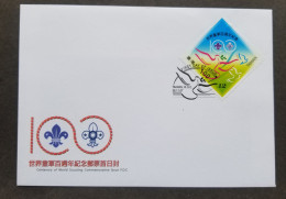 Taiwan Centenary Of World Scouting 2007 Scout Jamboree Pigeon Scouts (stamp FDC) - Brieven En Documenten