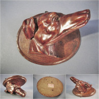 ° TETE DE CHIEN F. PEYROUX ECOLE BOULLE 1911 + Sculpture Statue Animal Sculpteur Art Populaire - Bois