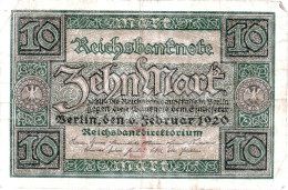 ALLEMAGNE / REICHSBANKNOTE DE10 MARK  Lettre: J - 10 Mark